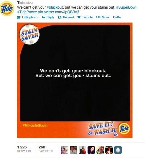 Tide Twitter Super Bowl Blackout Resonse