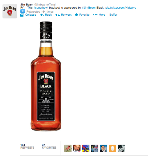 Jim Beam Twitter Super Bowl Blackout Response