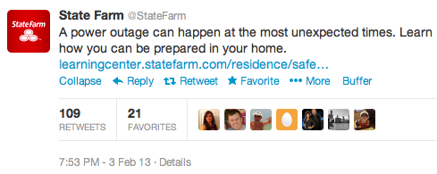 State Farm Twitter Super Bowl Blackout response