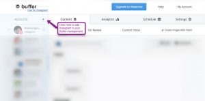 Illustration demonstrating the use of Buffer, a tool for social media scheduling and management