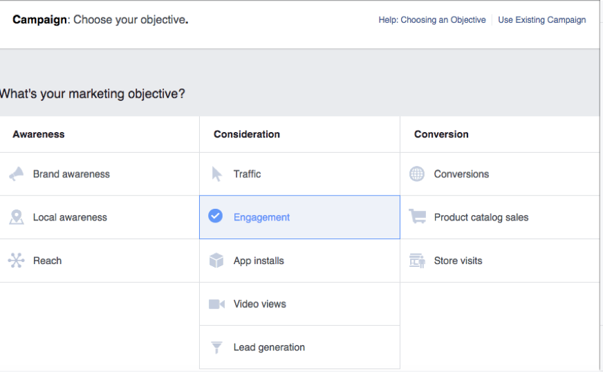 Facebook Marketing Objectives 