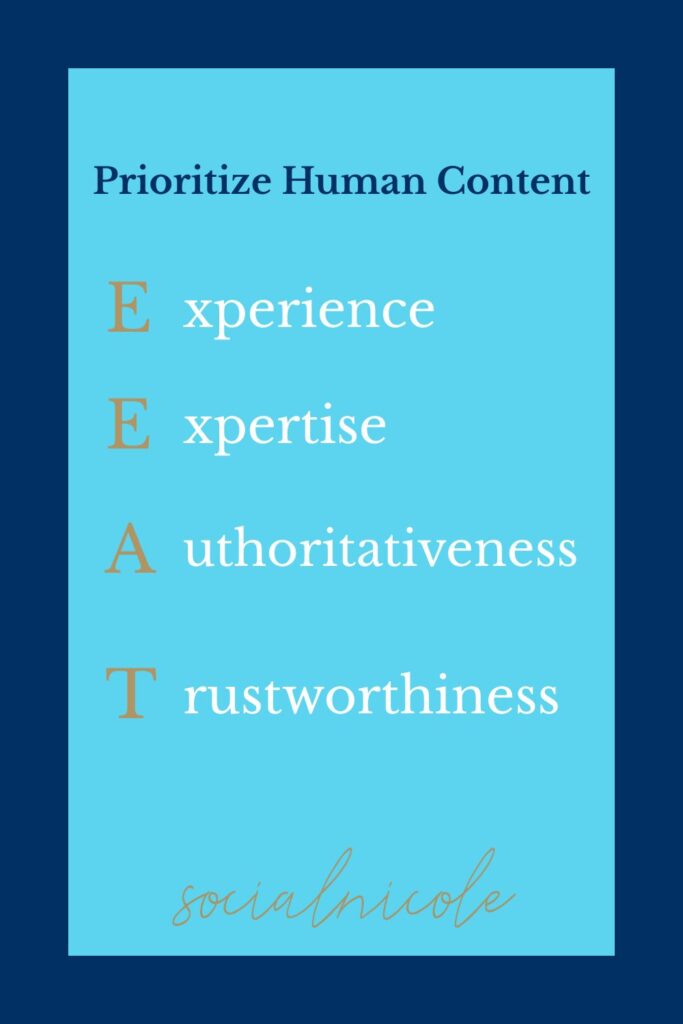 Infographic showing E-E-A-T (Experience, Expertise, Authoritativeness, Trustworthiness) principles for blogging in 2026.